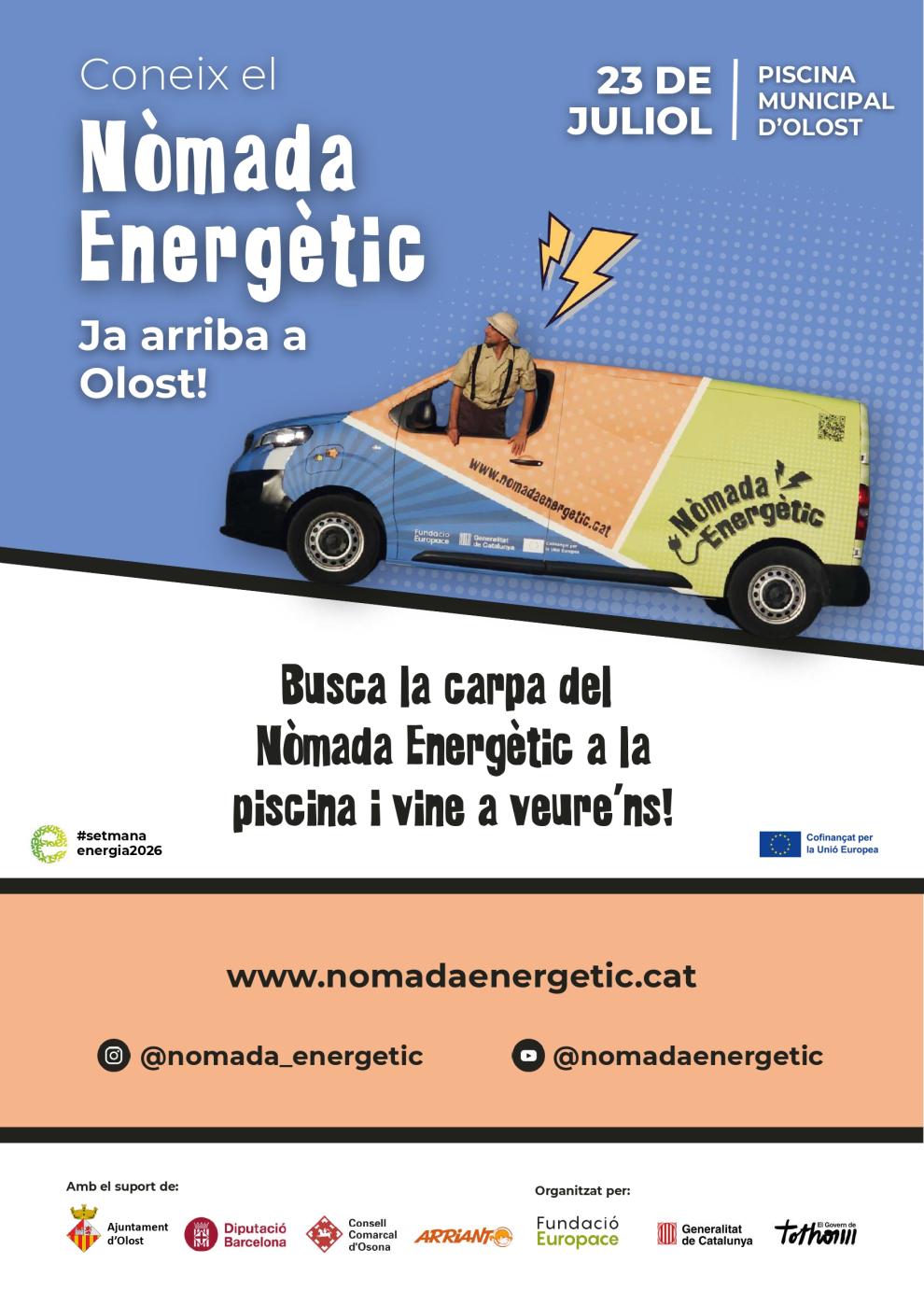 El dijous 23 de juliol el Nòmada Energètic arriba a Olost per apropar l’assessorament energètic a la ciutadania